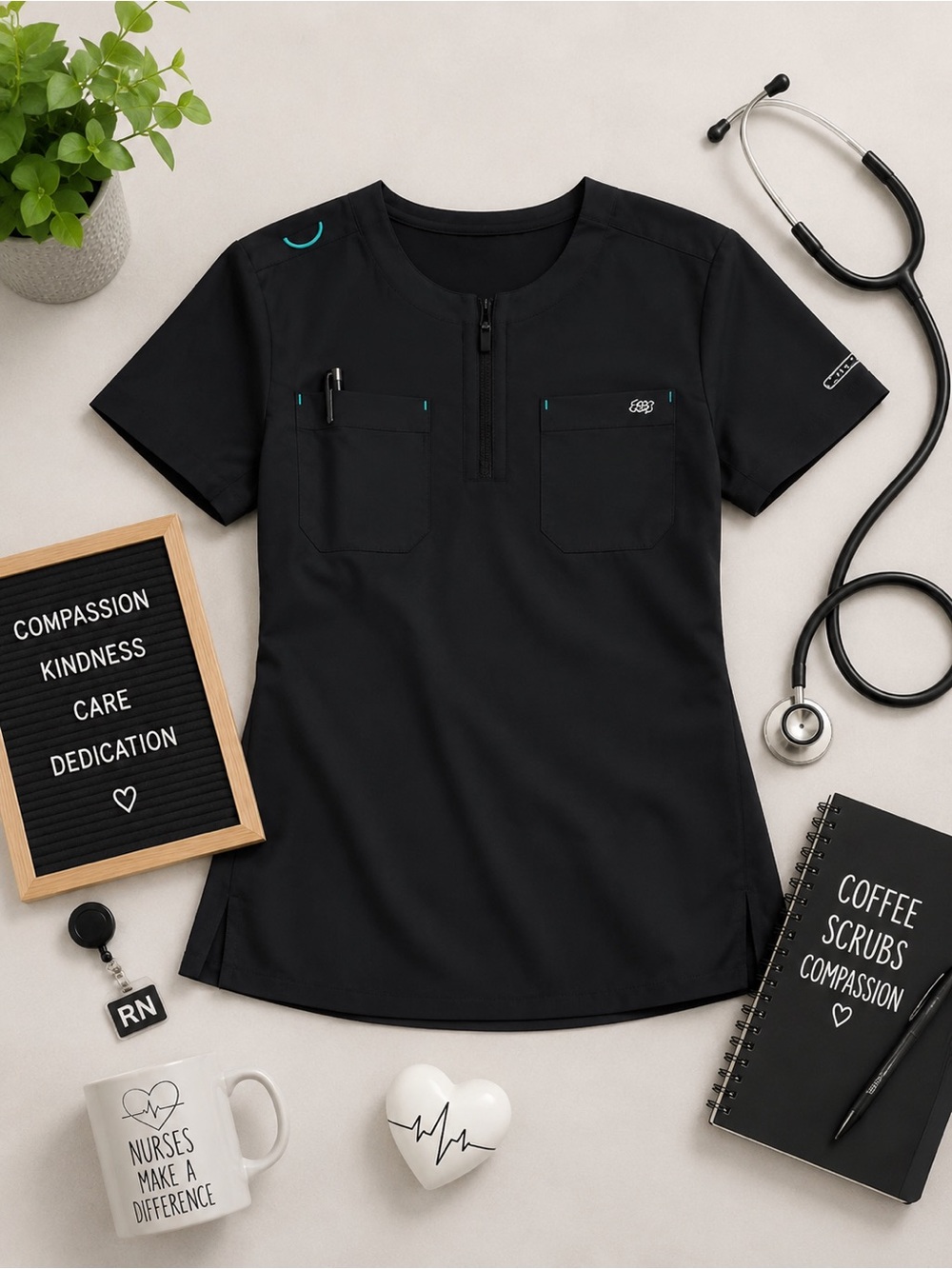 Skechers by Barco Ripstop Scrub Top| Black | Size Large | EUC